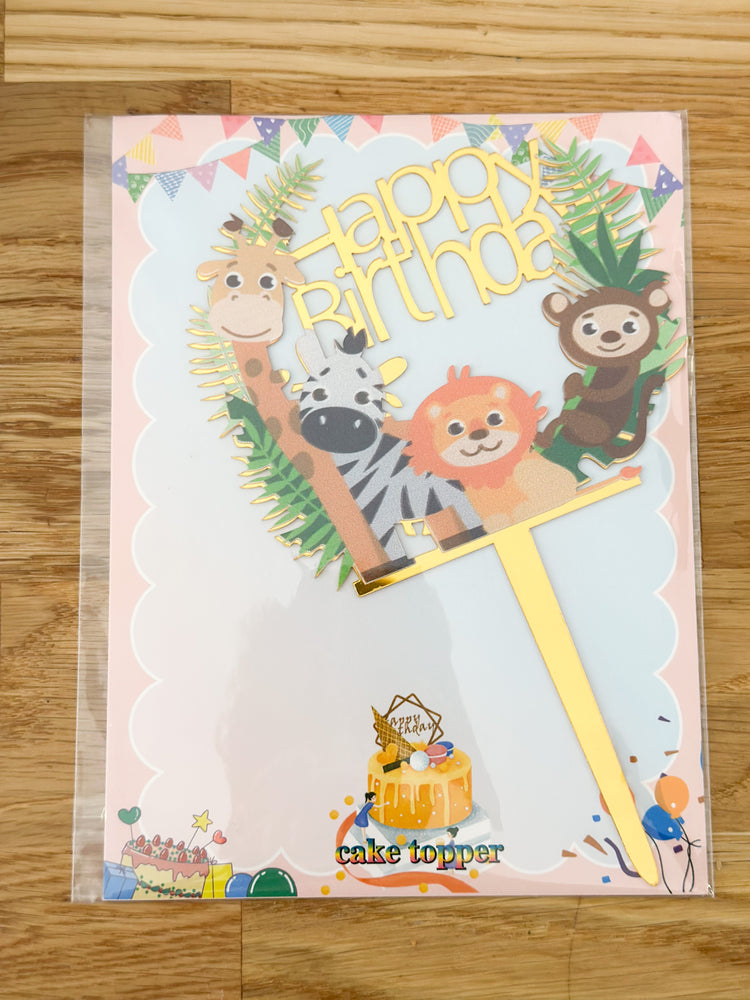 Happy Birthday Cute Zoo Cake Topper