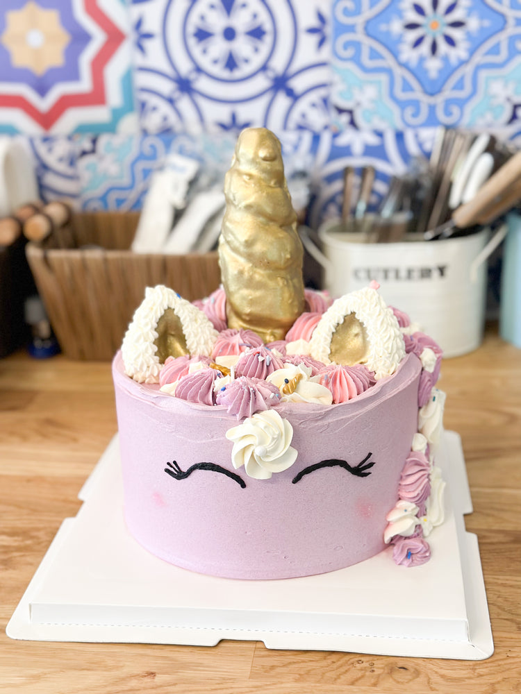 
                  
                    Load image into Gallery viewer, Unicorn cake with buttercream decoration
                  
                