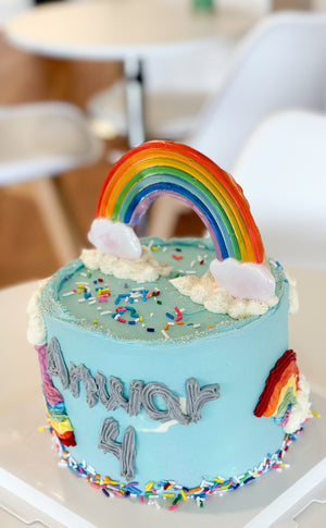 
                  
                    Load image into Gallery viewer, buttercream decoration birthday cake with rainbow lollipop caketopper
                  
                