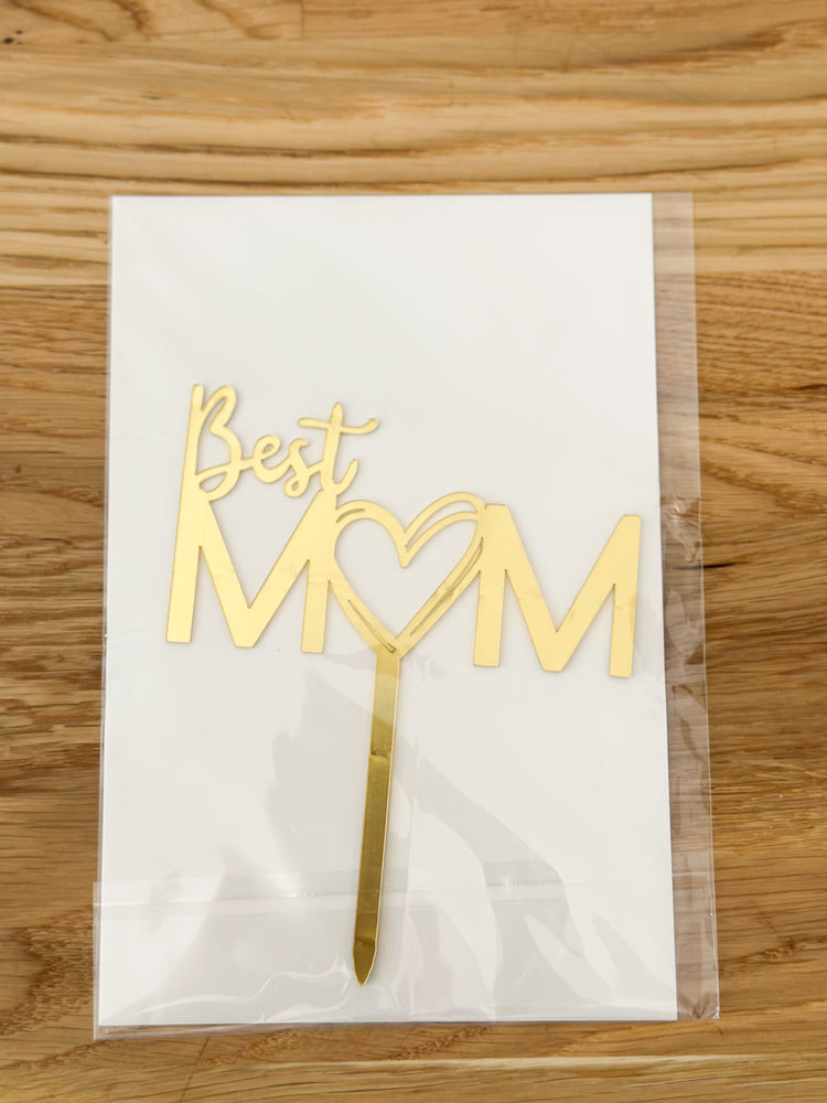 Gold Best Mom Cake Topper