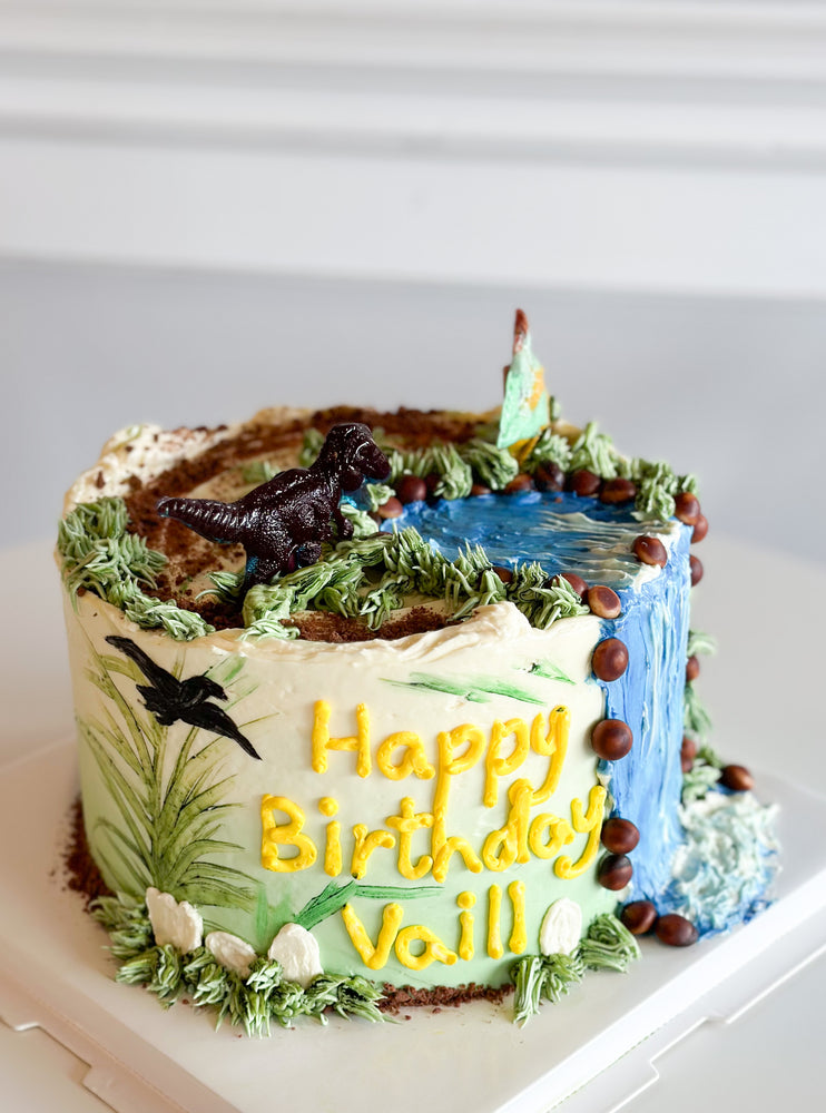 
                  
                    Load image into Gallery viewer, Jurasic park themed custom decoration birthday cake
                  
                