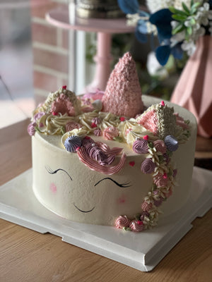 
                  
                    Load image into Gallery viewer, Unicorn cake with buttercream decoration
                  
                