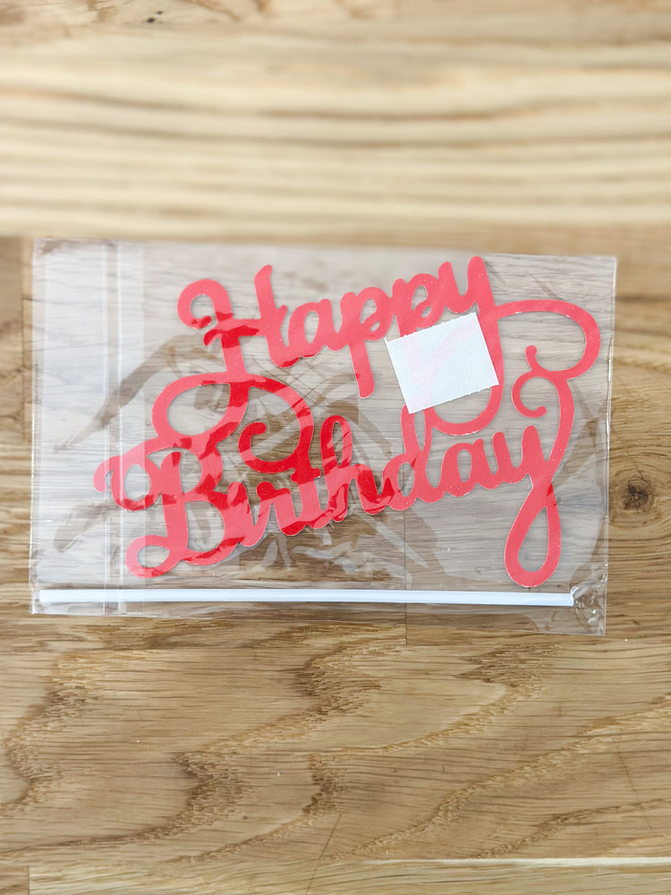 Happy Birthday Red cursive writing   Individually packed.